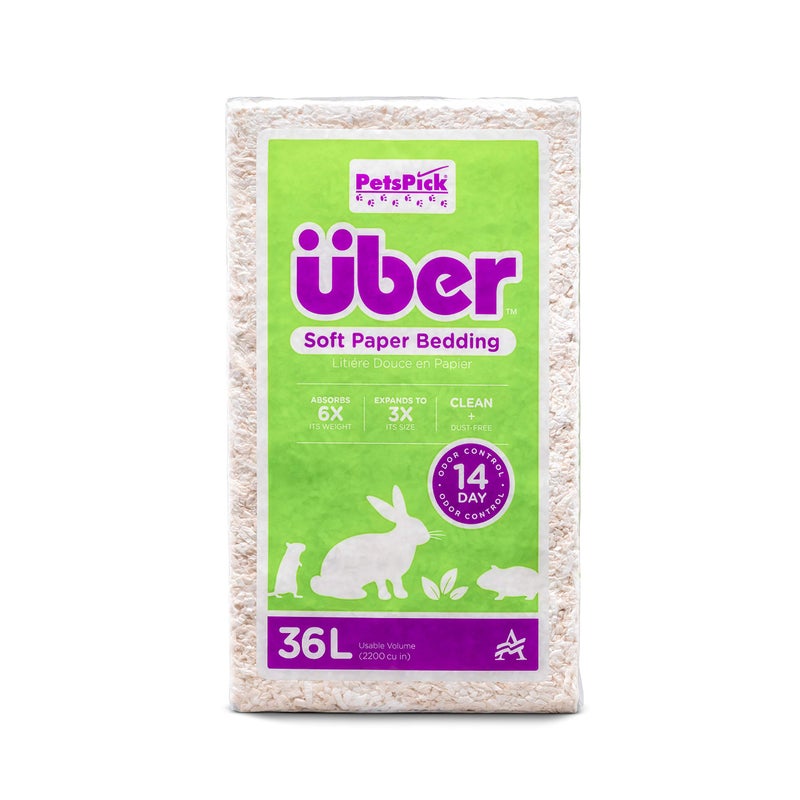 PETSPICK Uber Soft Paper Pet Bedding for Small Animals, White, 36L - Image 2